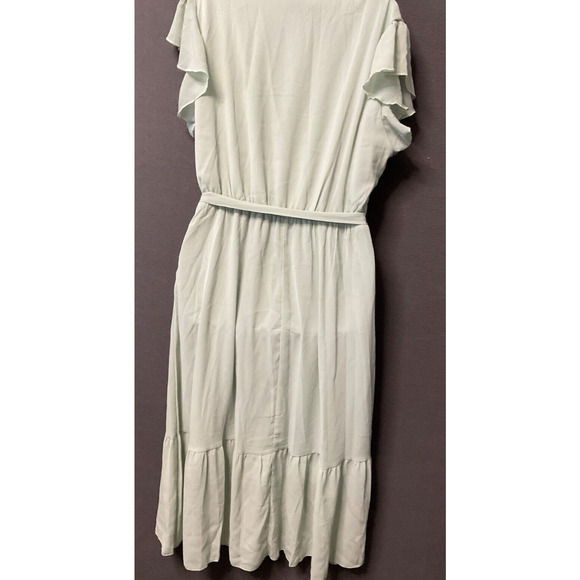 PrettyGarden Women's Sage Green Wrap Maxi Dress with Ruffle Sleeves, Size L - Picture 6 of 8